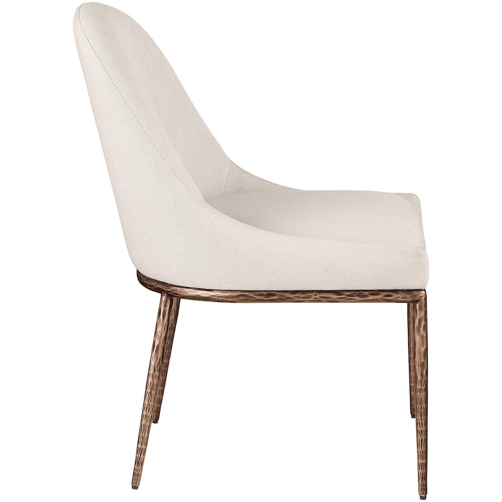 Ferro Beige Linen Textured Performance Fabric Upholstered Dining Side Chair. Picture 4