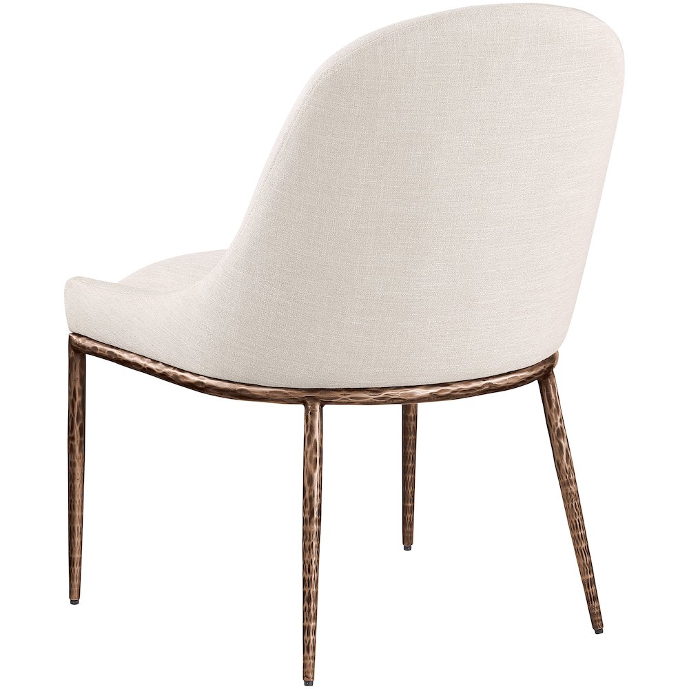 Ferro Beige Linen Textured Performance Fabric Upholstered Dining Side Chair. Picture 6