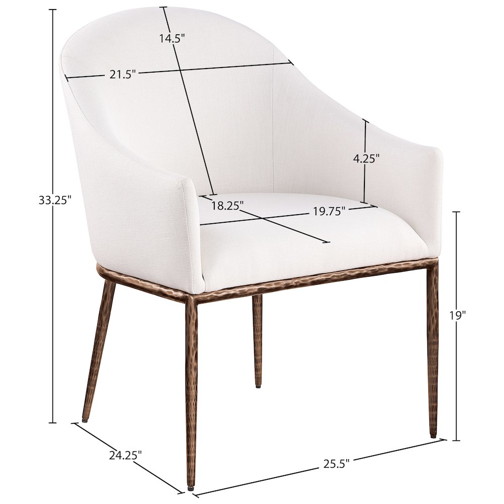 Ferro Cream Linen Textured Performance Fabric Upholstered Dining Arm Chair. Picture 7