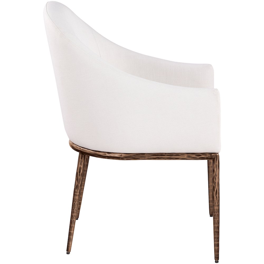 Ferro Cream Linen Textured Performance Fabric Upholstered Dining Arm Chair. Picture 4