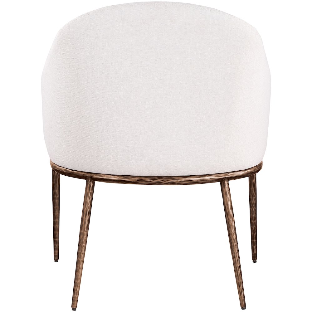 Ferro Cream Linen Textured Performance Fabric Upholstered Dining Arm Chair. Picture 5