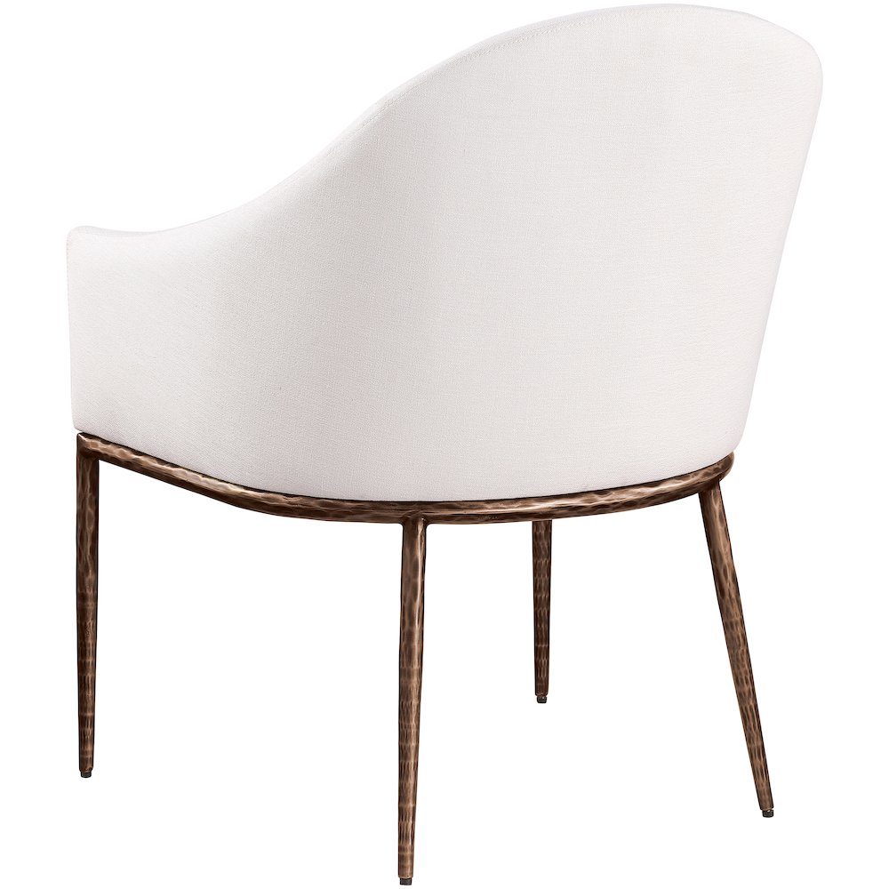 Ferro Cream Linen Textured Performance Fabric Upholstered Dining Arm Chair. Picture 6