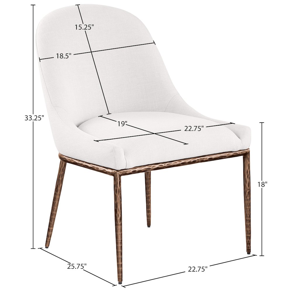 Ferro Cream Linen Textured Performance Fabric Upholstered Dining Side Chair. Picture 7