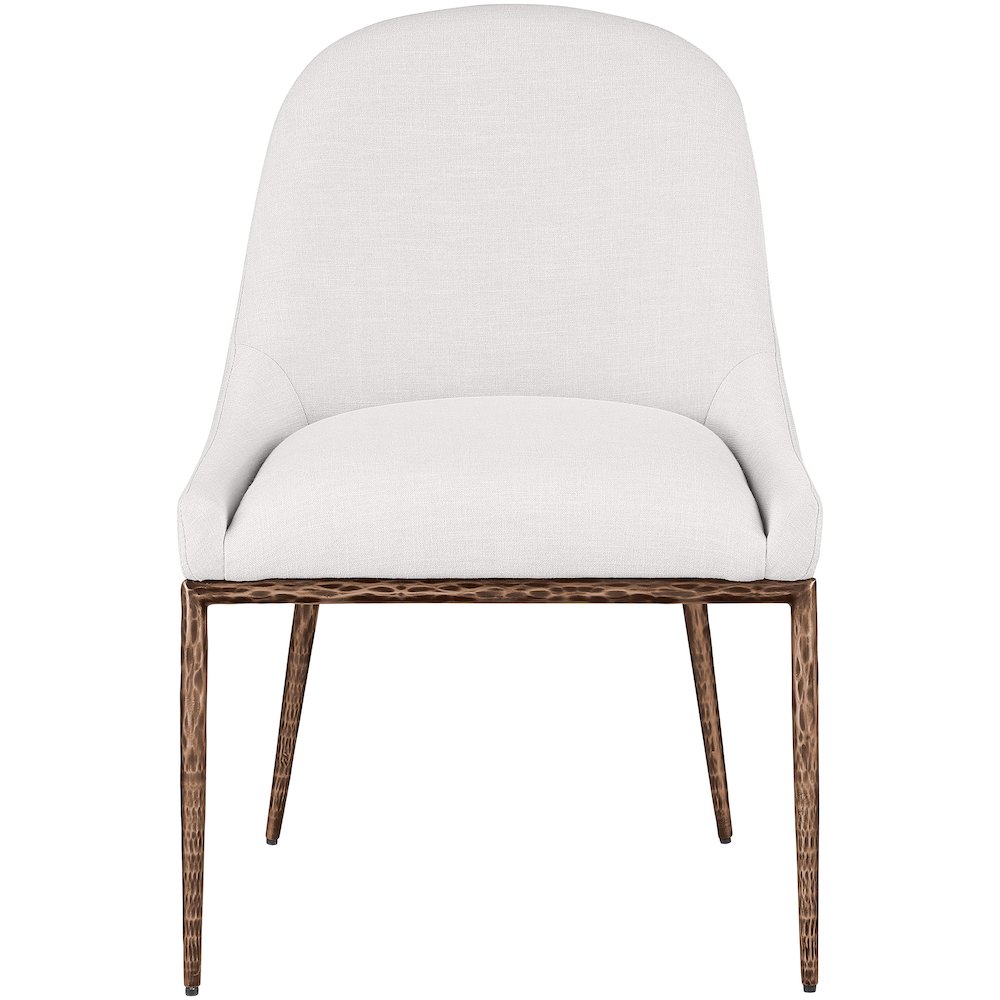 Ferro Cream Linen Textured Performance Fabric Upholstered Dining Side Chair. Picture 3
