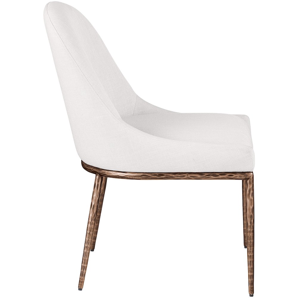 Ferro Cream Linen Textured Performance Fabric Upholstered Dining Side Chair. Picture 4