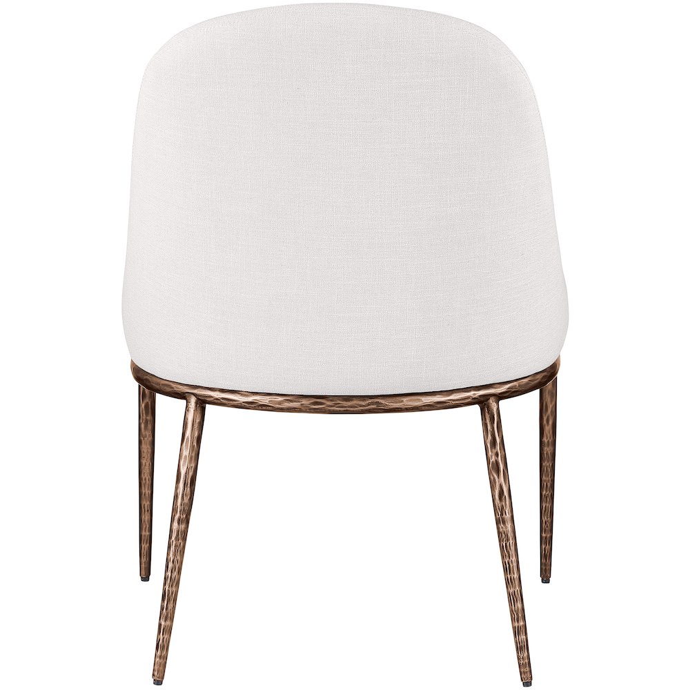Ferro Cream Linen Textured Performance Fabric Upholstered Dining Side Chair. Picture 5