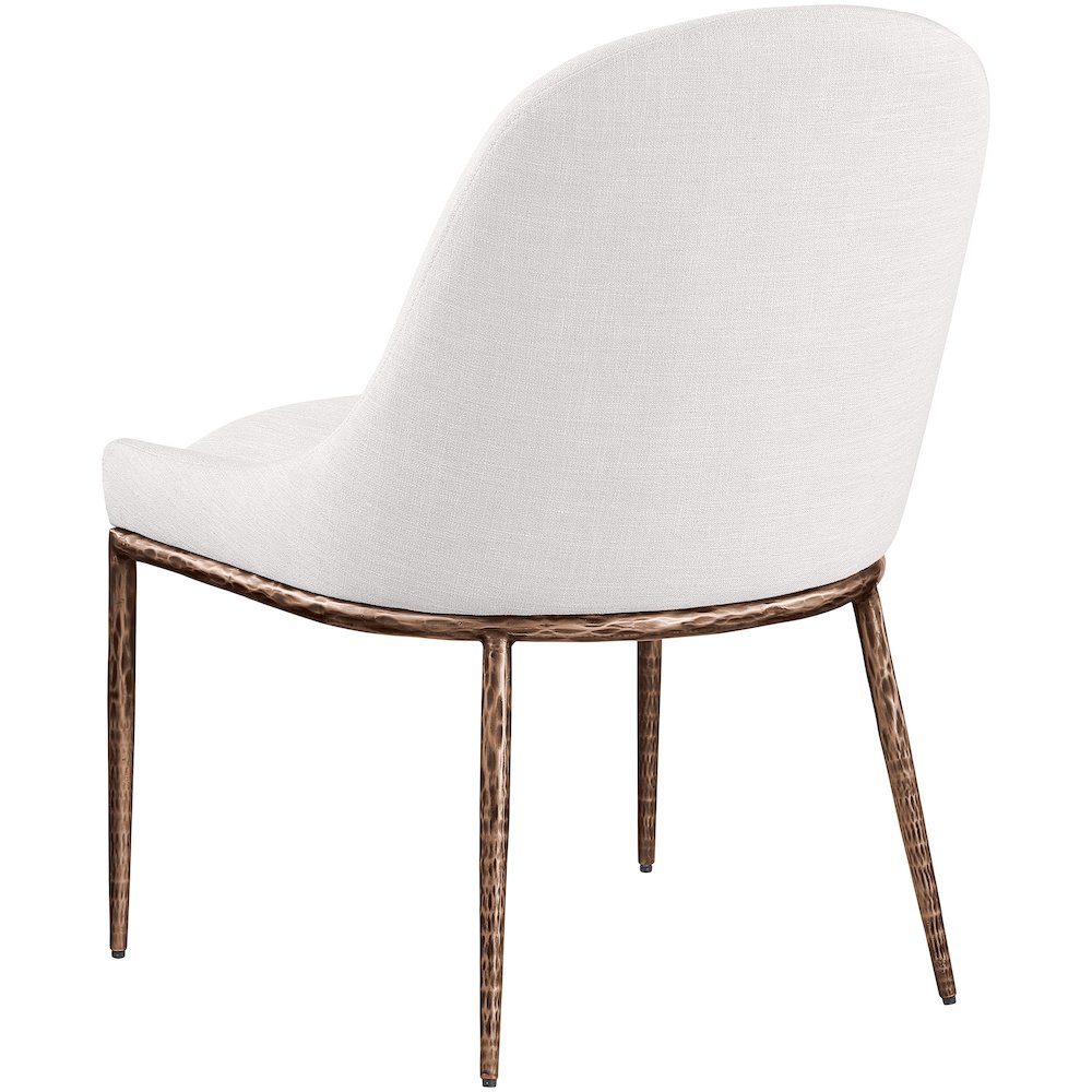 Ferro Cream Linen Textured Performance Fabric Upholstered Dining Side Chair. Picture 6