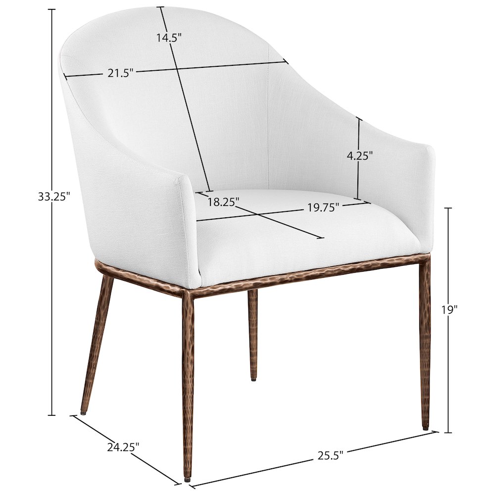Ferro White Linen Textured Performance Fabric Upholstered Dining Arm Chair. Picture 7