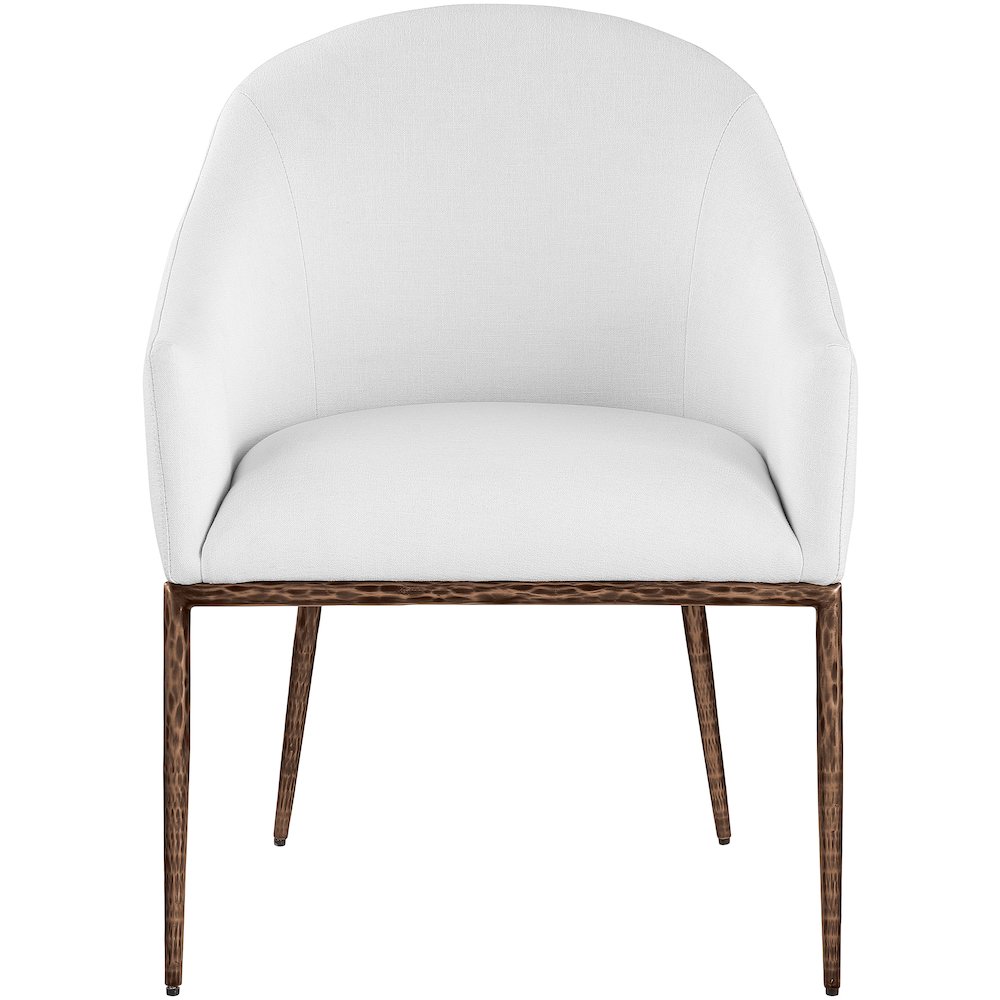 Ferro White Linen Textured Performance Fabric Upholstered Dining Arm Chair. Picture 3