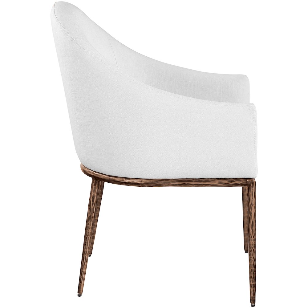 Ferro White Linen Textured Performance Fabric Upholstered Dining Arm Chair. Picture 4