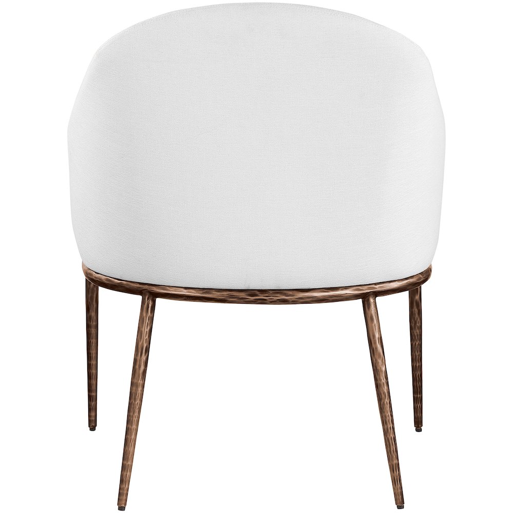 Ferro White Linen Textured Performance Fabric Upholstered Dining Arm Chair. Picture 5