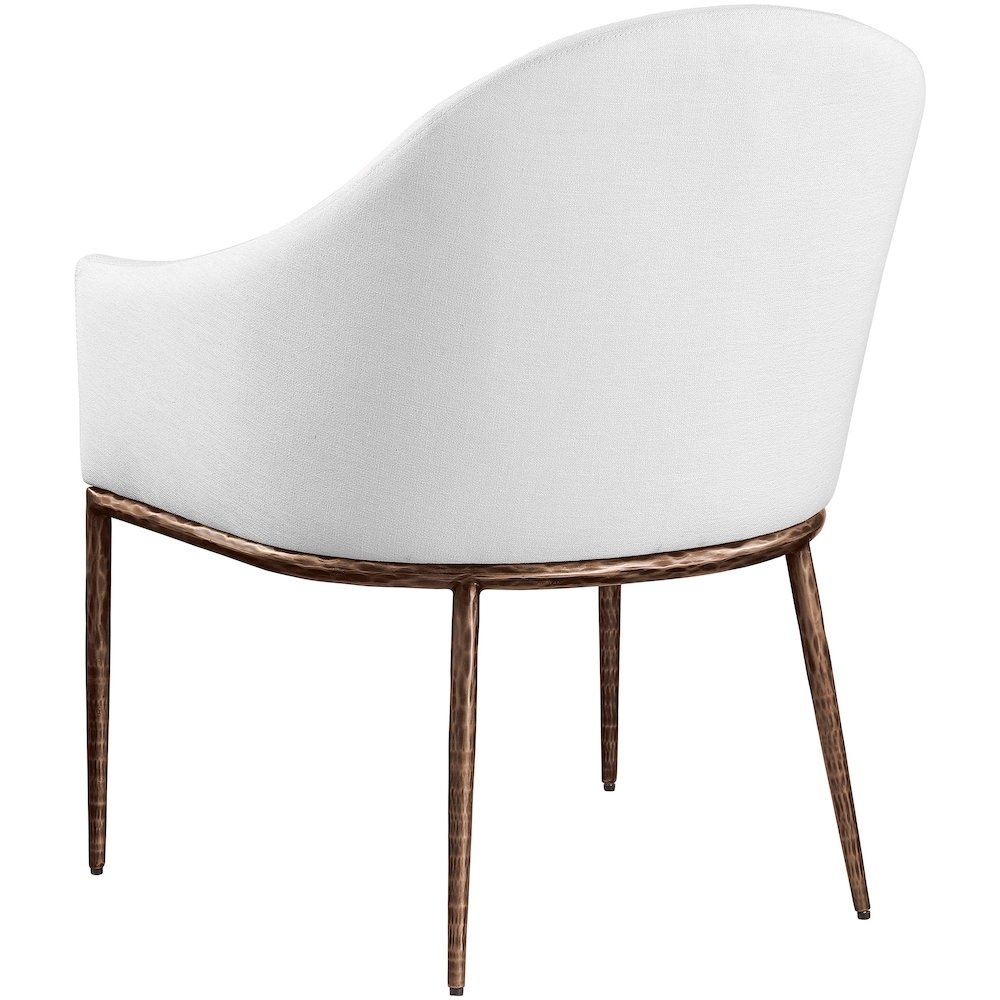 Ferro White Linen Textured Performance Fabric Upholstered Dining Arm Chair. Picture 6