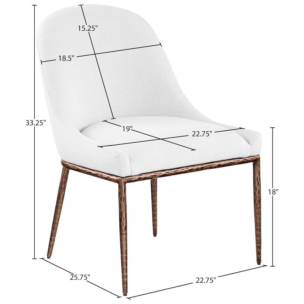 Ferro White Linen Textured Performance Fabric Upholstered Dining Side Chair. Picture 7