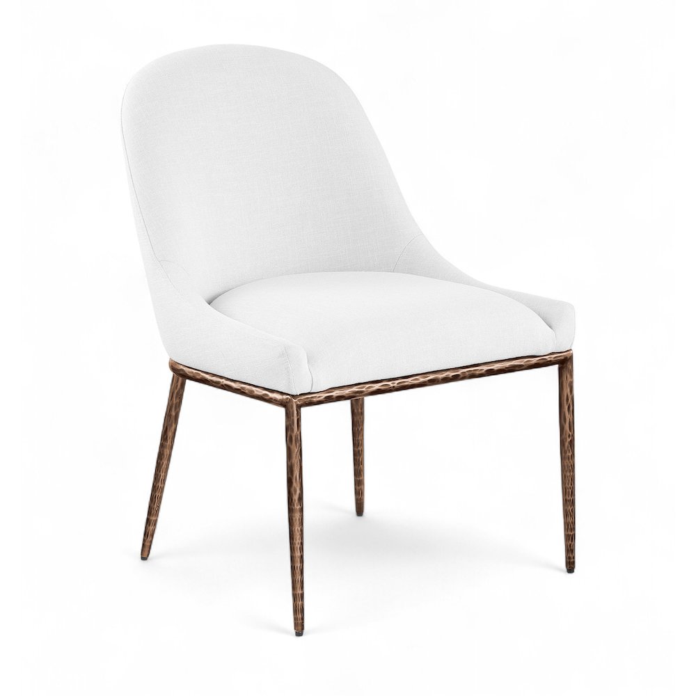 Ferro White Linen Textured Performance Fabric Upholstered Dining Side Chair. Picture 1