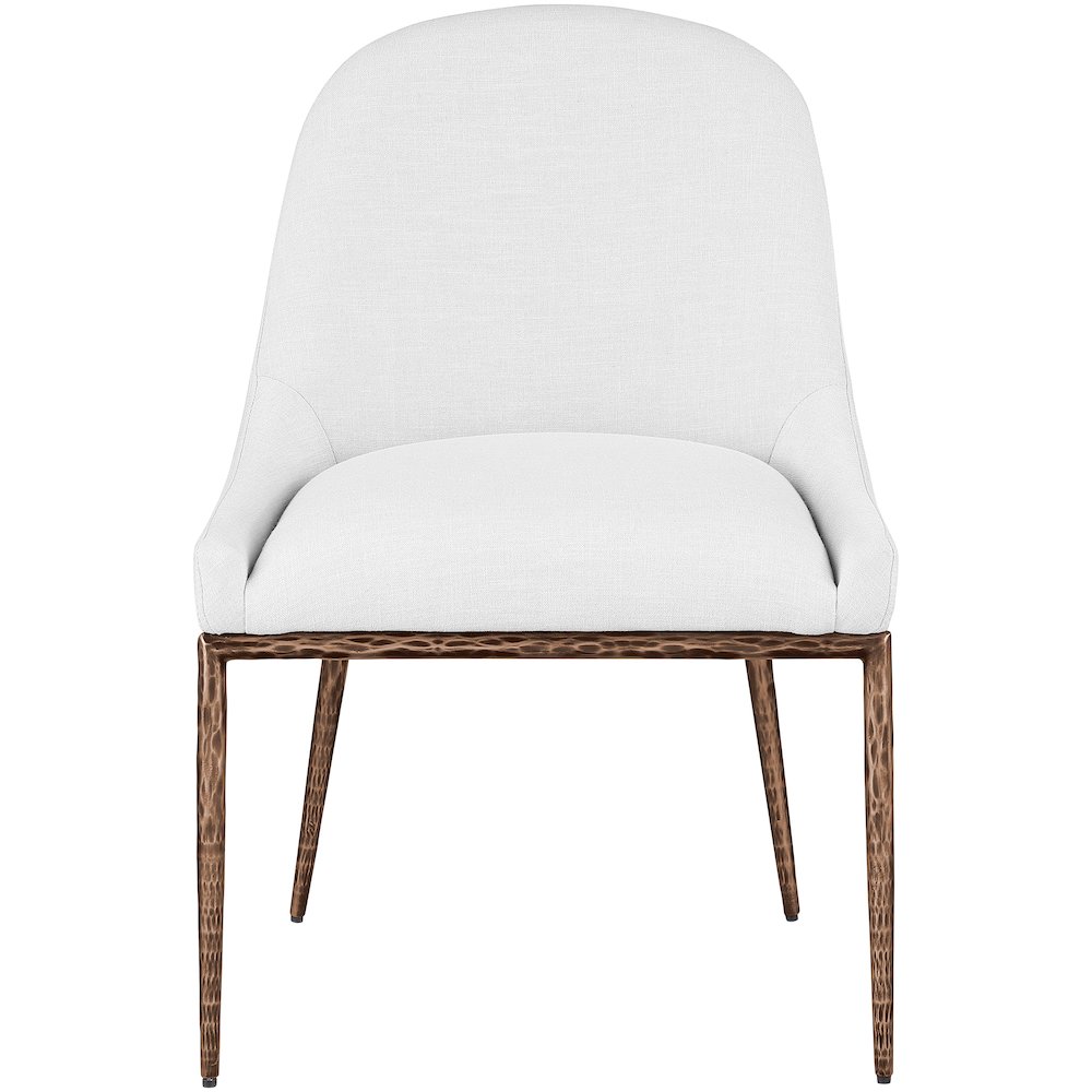 Ferro White Linen Textured Performance Fabric Upholstered Dining Side Chair. Picture 2