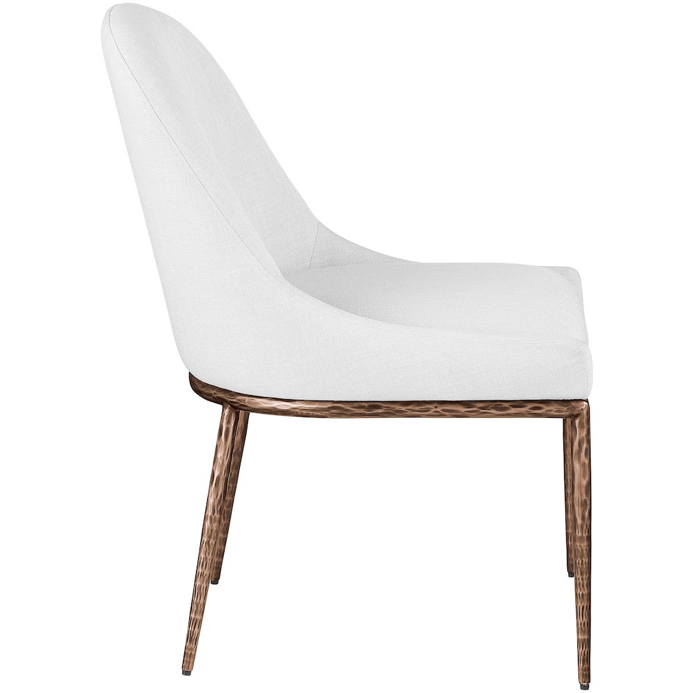 Ferro White Linen Textured Performance Fabric Upholstered Dining Side Chair. Picture 4