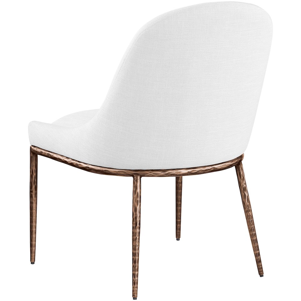 Ferro White Linen Textured Performance Fabric Upholstered Dining Side Chair. Picture 6