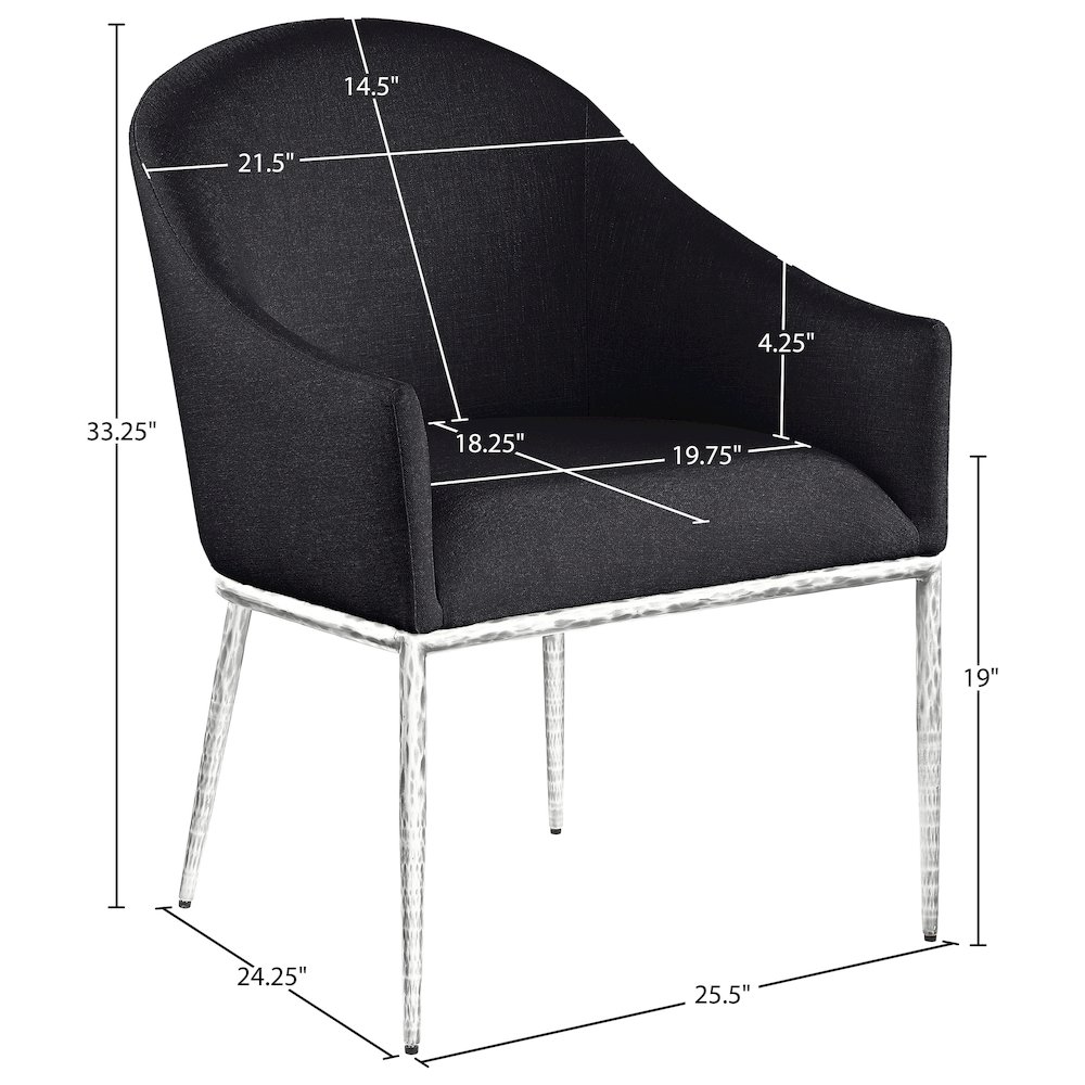 Ferro Black Linen Textured Performance Fabric Upholstered Dining Arm Chair. Picture 7