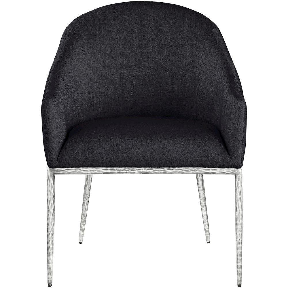 Ferro Black Linen Textured Performance Fabric Upholstered Dining Arm Chair. Picture 3