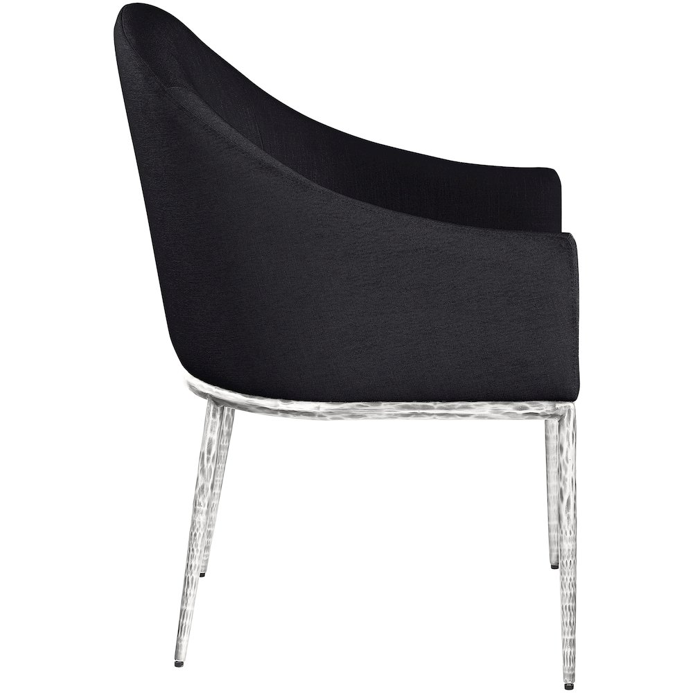 Ferro Black Linen Textured Performance Fabric Upholstered Dining Arm Chair. Picture 4