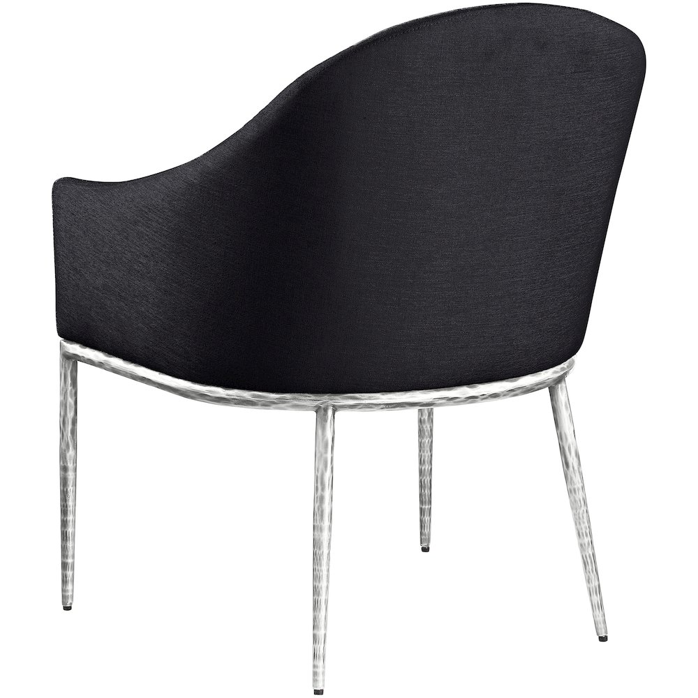 Ferro Black Linen Textured Performance Fabric Upholstered Dining Arm Chair. Picture 6