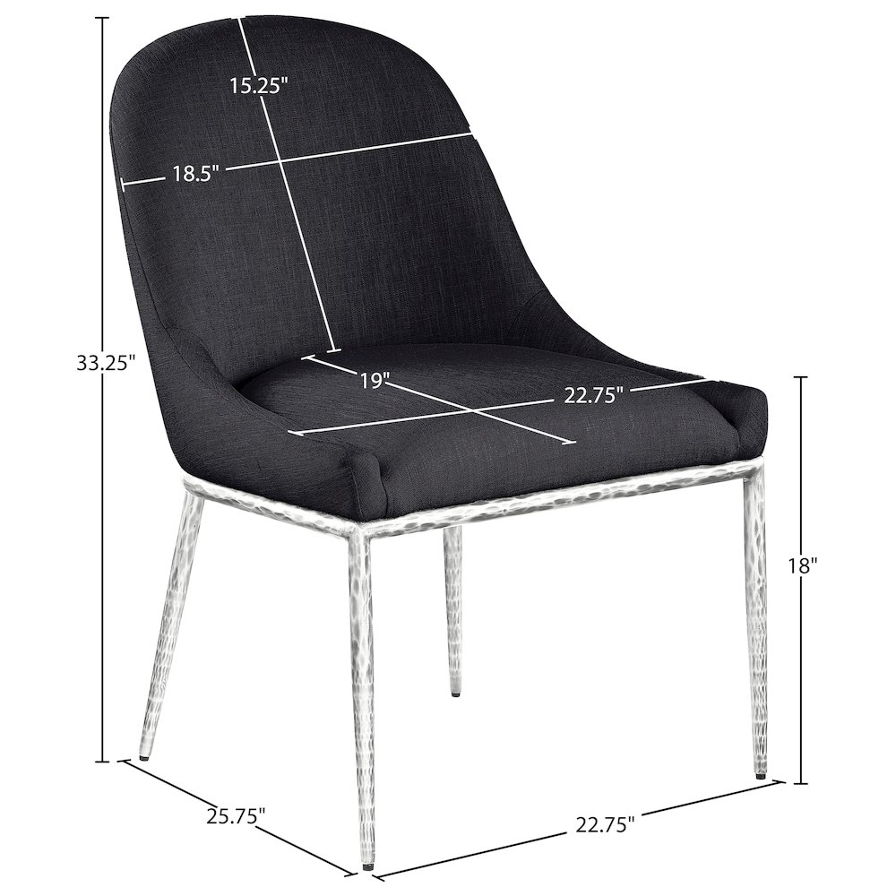 Ferro Black Linen Textured Performance Fabric Upholstered Dining Side Chair. Picture 7
