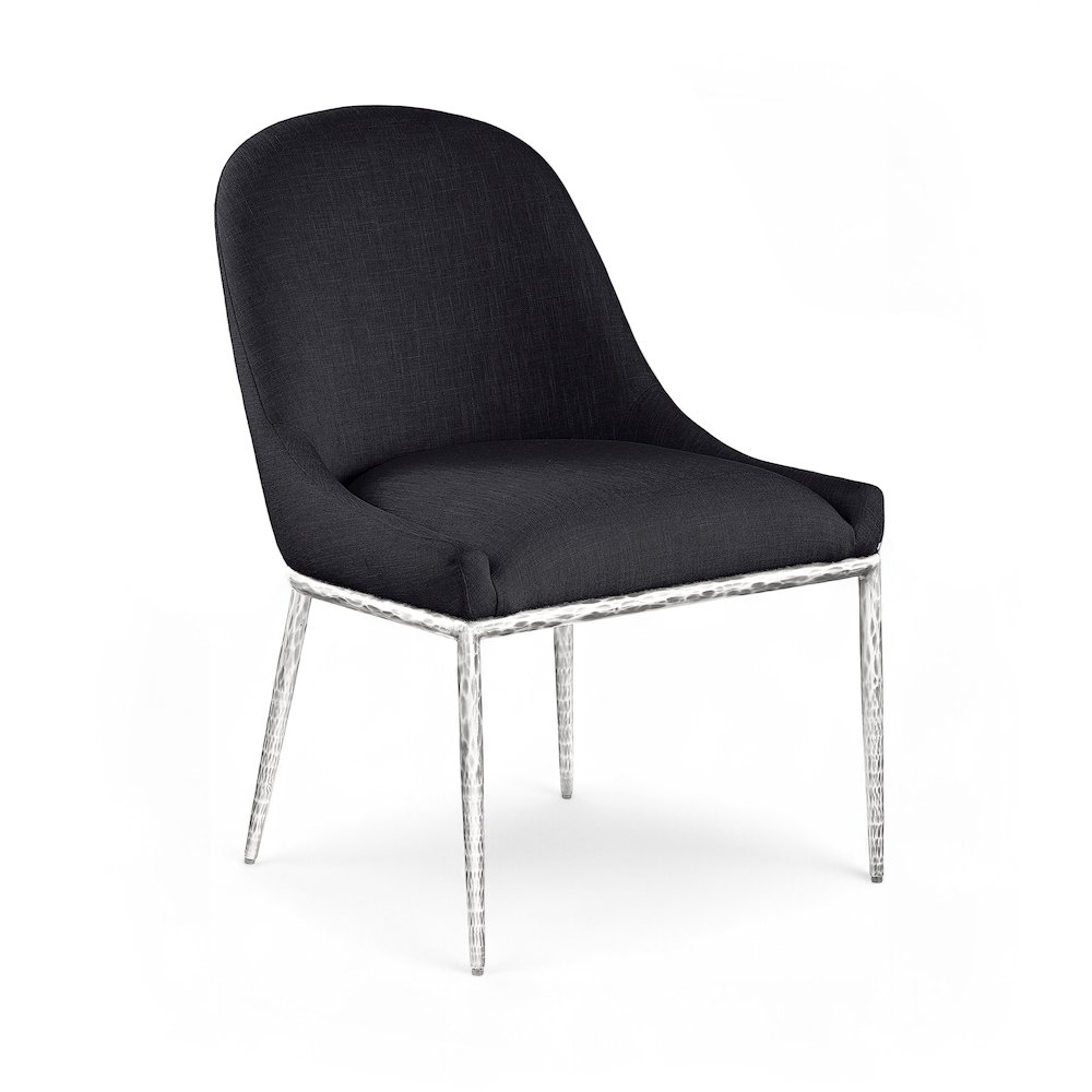 Ferro Black Linen Textured Performance Fabric Upholstered Dining Side Chair. Picture 1