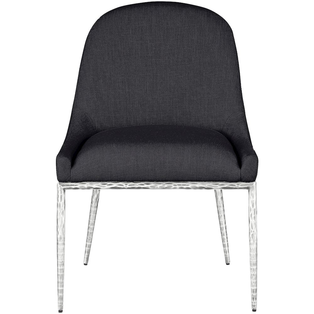 Ferro Black Linen Textured Performance Fabric Upholstered Dining Side Chair. Picture 2