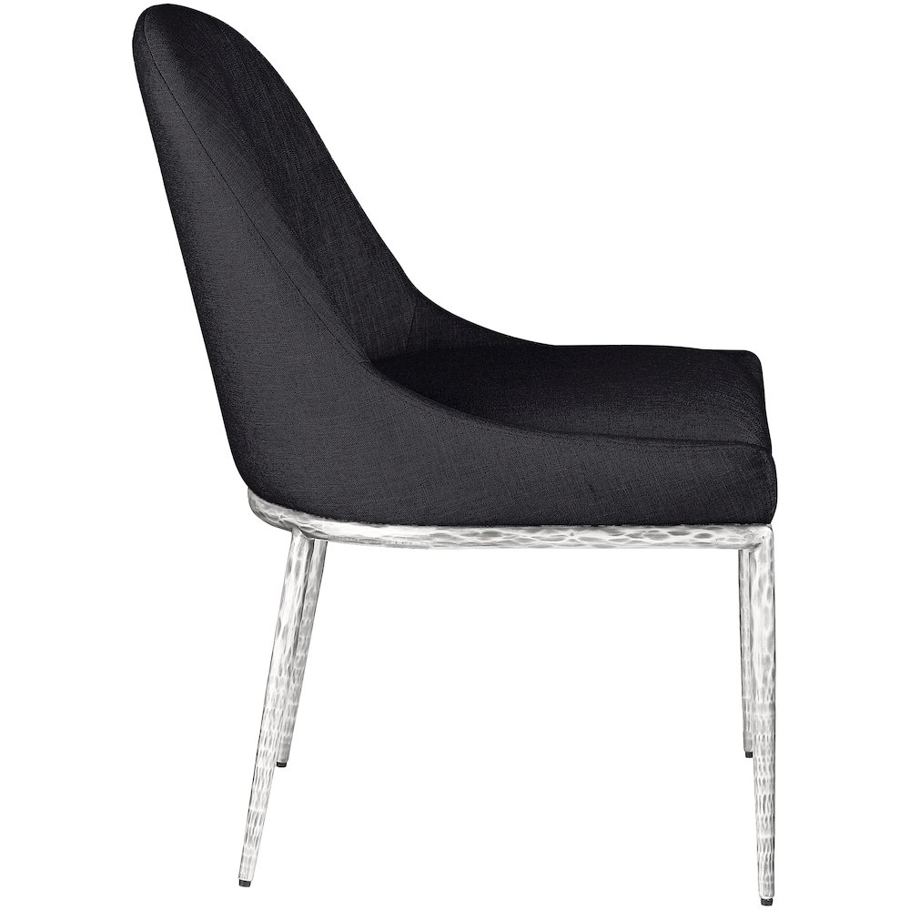 Ferro Black Linen Textured Performance Fabric Upholstered Dining Side Chair. Picture 4