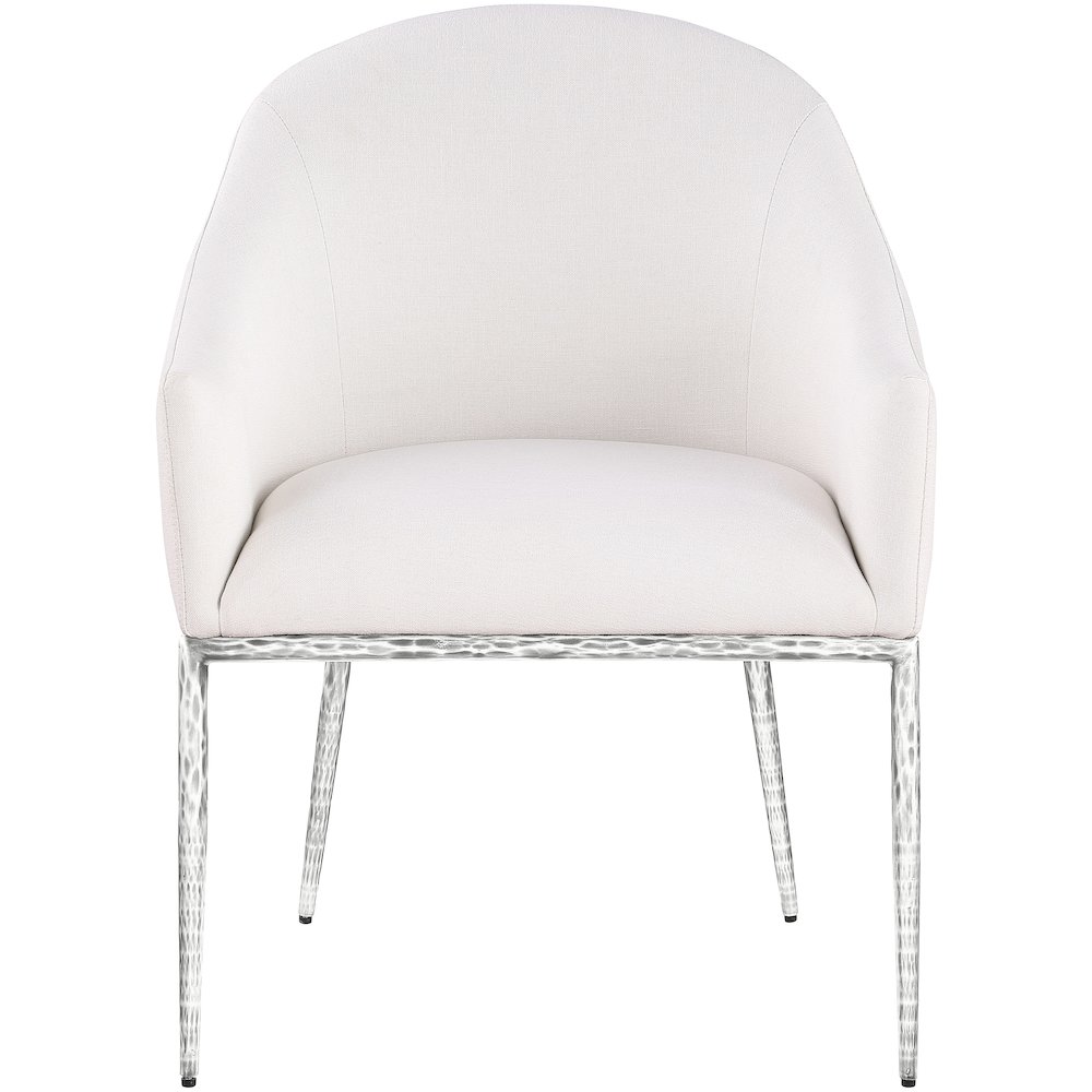 Ferro Cream Linen Textured Performance Fabric Upholstered Dining Arm Chair. Picture 3