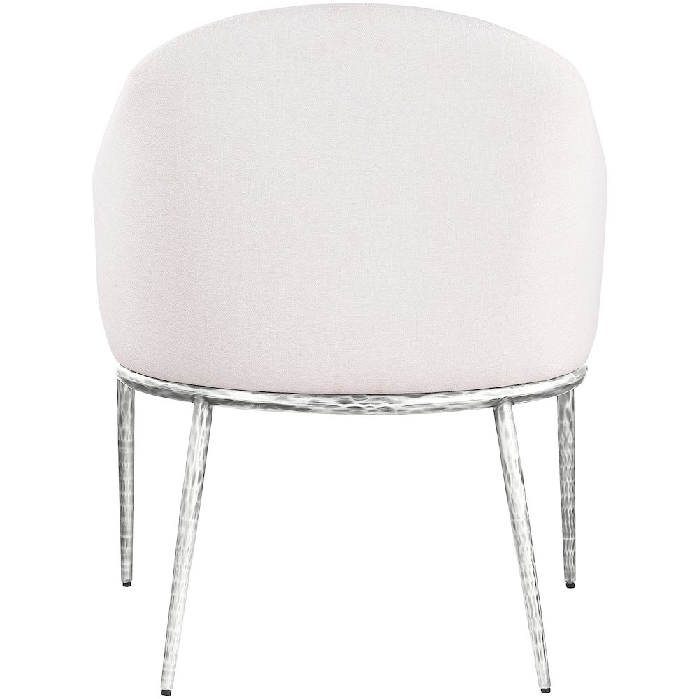 Ferro Cream Linen Textured Performance Fabric Upholstered Dining Arm Chair. Picture 5