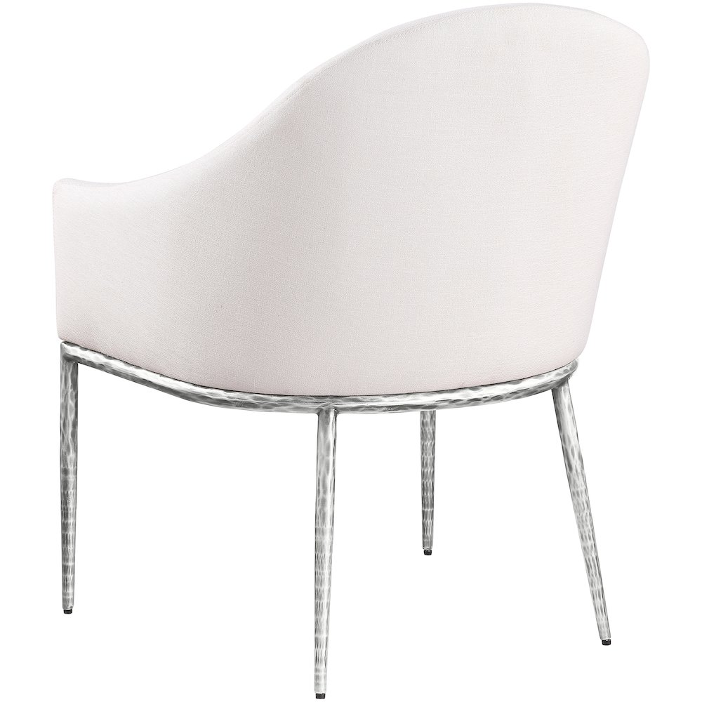 Ferro Cream Linen Textured Performance Fabric Upholstered Dining Arm Chair. Picture 6