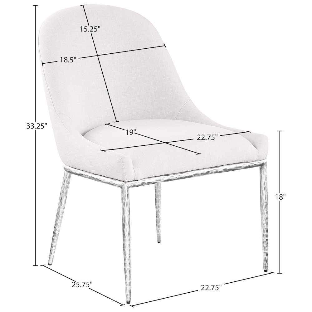 Ferro Cream Linen Textured Performance Fabric Upholstered Dining Side Chair. Picture 7