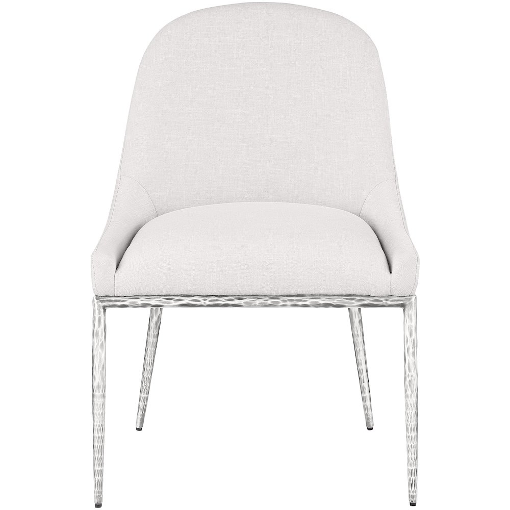 Ferro Cream Linen Textured Performance Fabric Upholstered Dining Side Chair. Picture 2
