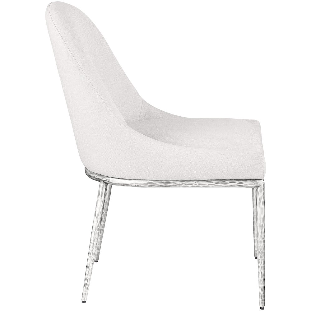 Ferro Cream Linen Textured Performance Fabric Upholstered Dining Side Chair. Picture 4