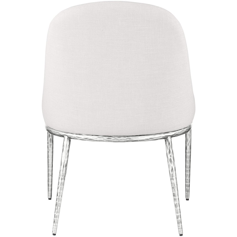 Ferro Cream Linen Textured Performance Fabric Upholstered Dining Side Chair. Picture 5