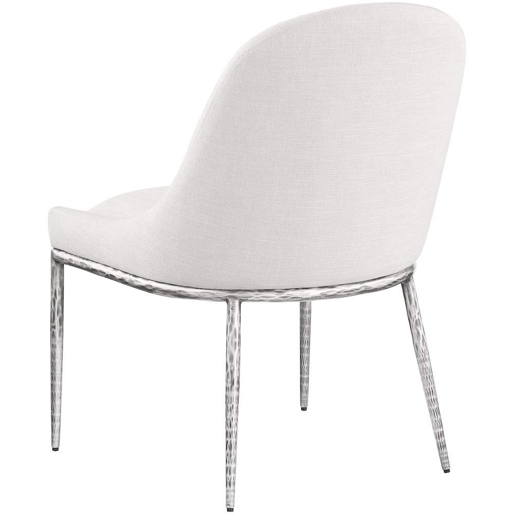 Ferro Cream Linen Textured Performance Fabric Upholstered Dining Side Chair. Picture 6