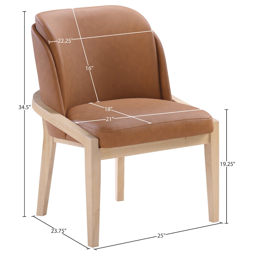 Navo Cognac Vegan Leather Upholstered Dining Chair. Picture 9