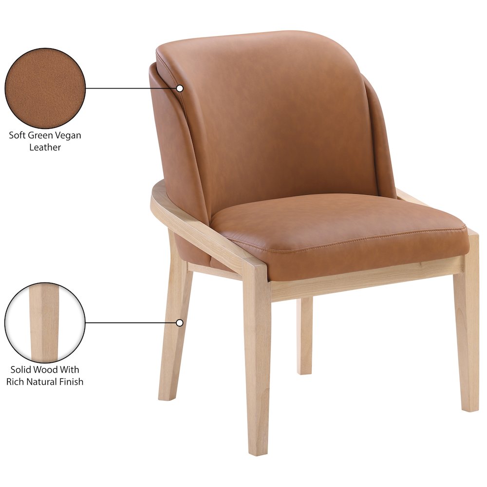 Navo Cognac Vegan Leather Upholstered Dining Chair. Picture 10