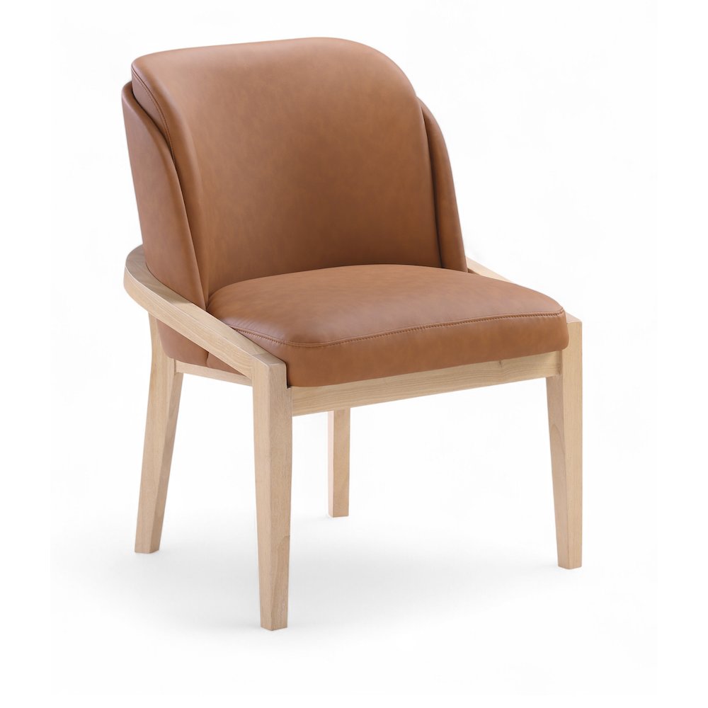 Navo Cognac Vegan Leather Upholstered Dining Chair. Picture 1