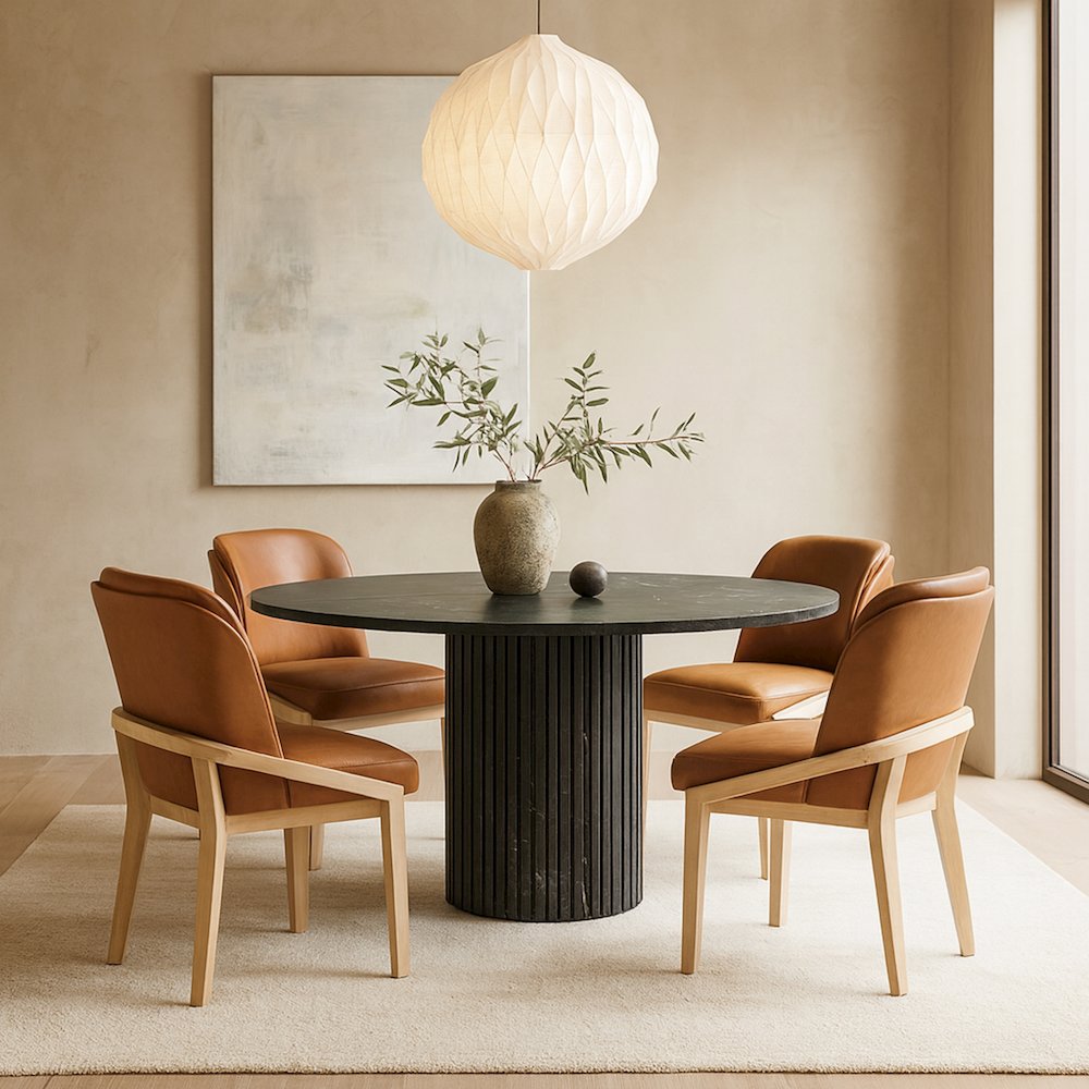 Navo Cognac Vegan Leather Upholstered Dining Chair. Picture 7