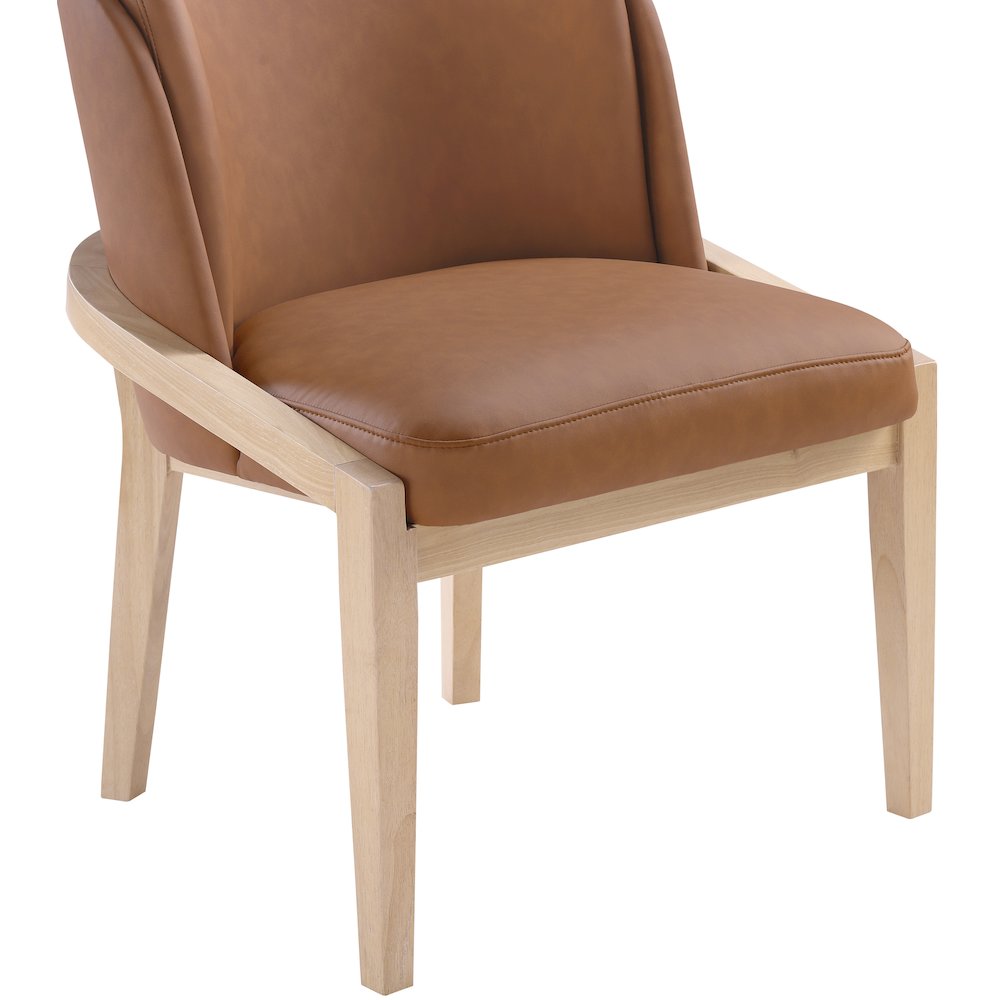 Navo Cognac Vegan Leather Upholstered Dining Chair. Picture 4