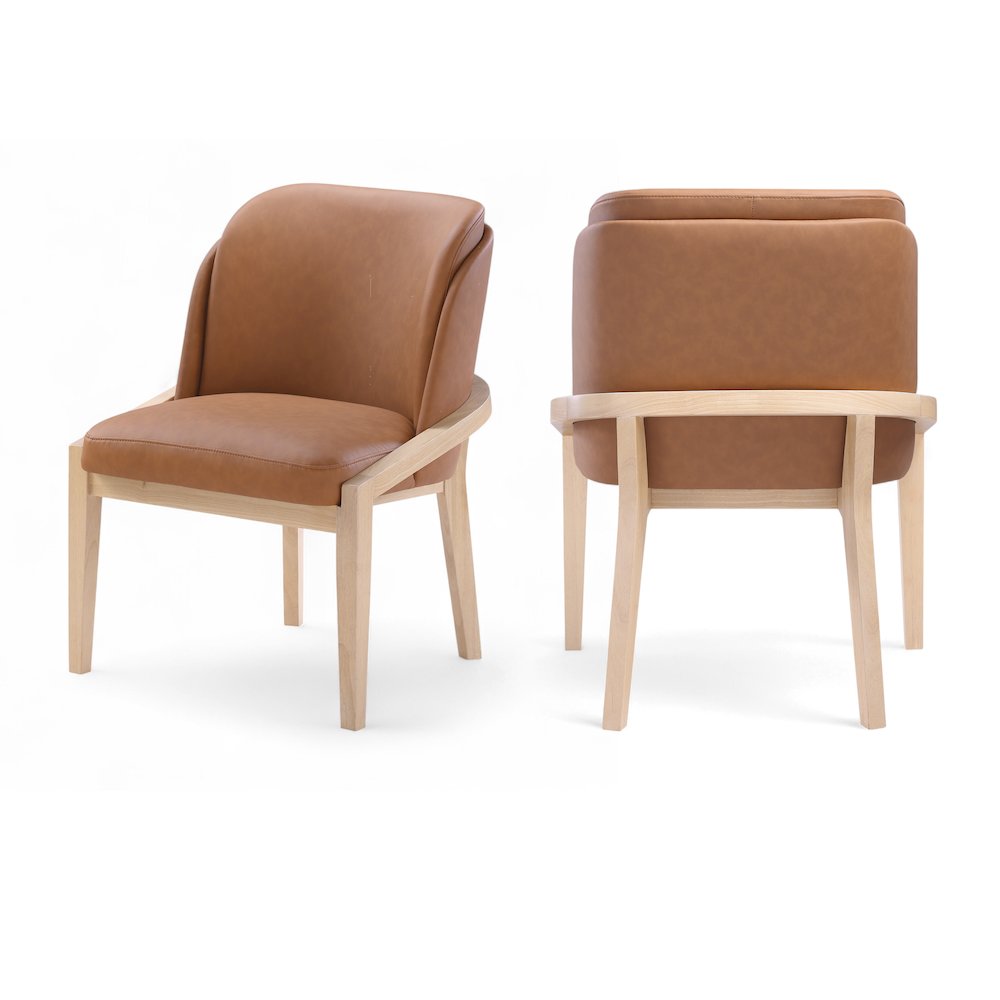 Navo Cognac Vegan Leather Upholstered Dining Chair. Picture 11