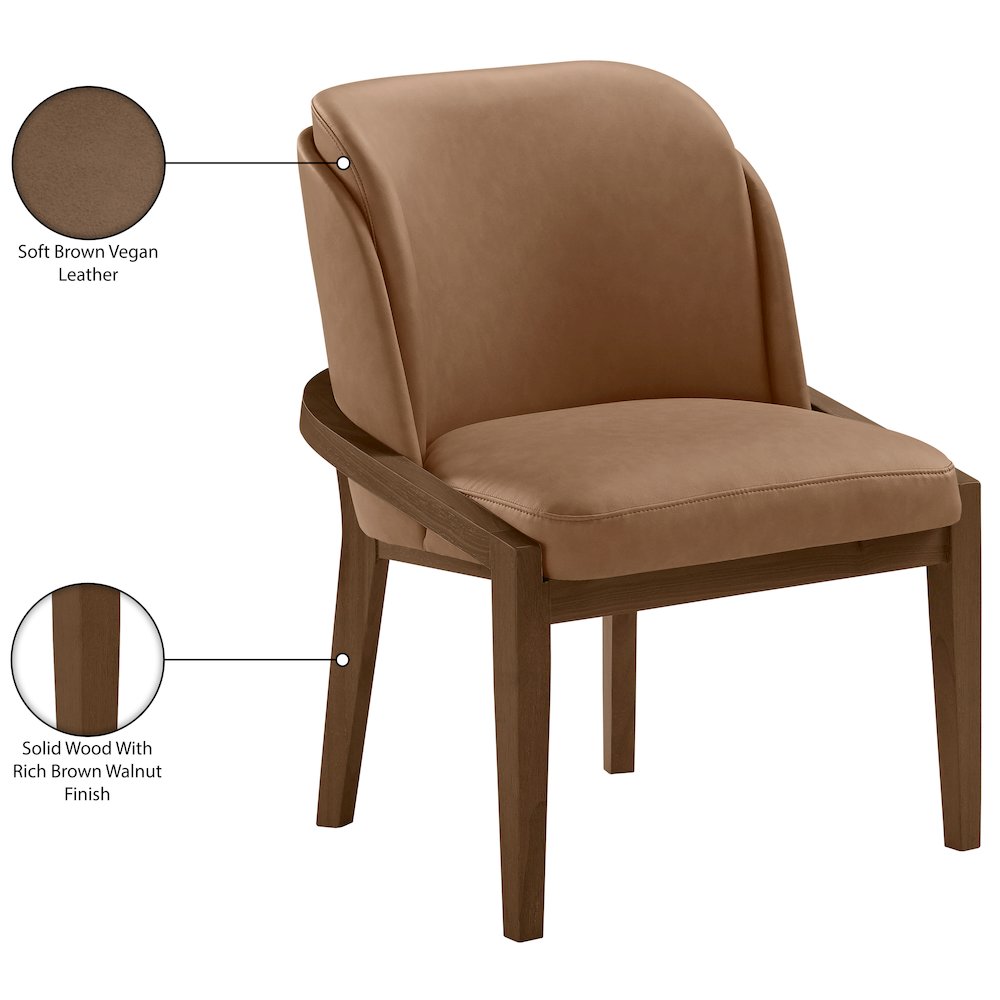 Navo Brown Vegan Leather Upholstered Dining Chair. Picture 10