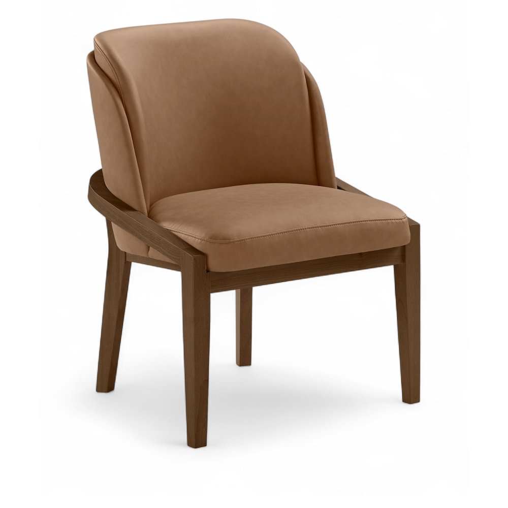 Navo Brown Vegan Leather Upholstered Dining Chair. Picture 1