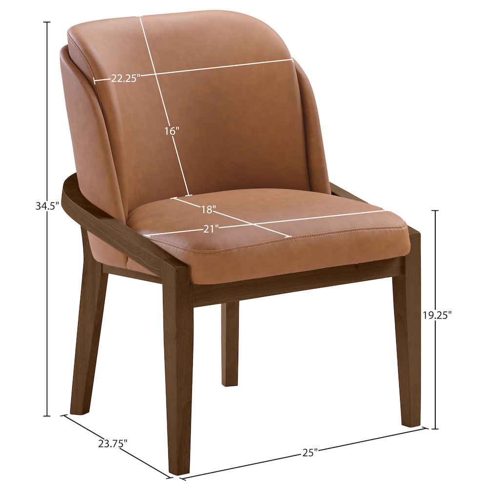 Navo Cognac Vegan Leather Upholstered Dining Chair. Picture 9