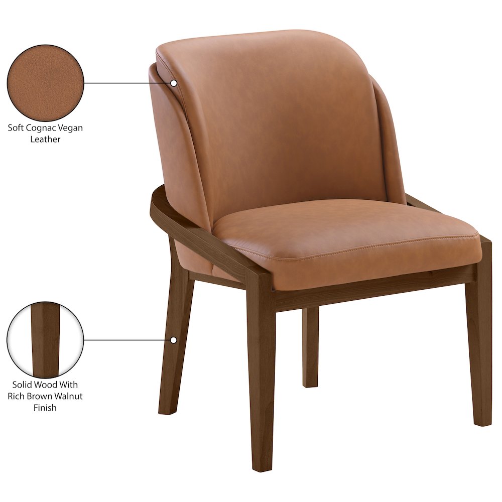 Navo Cognac Vegan Leather Upholstered Dining Chair. Picture 10
