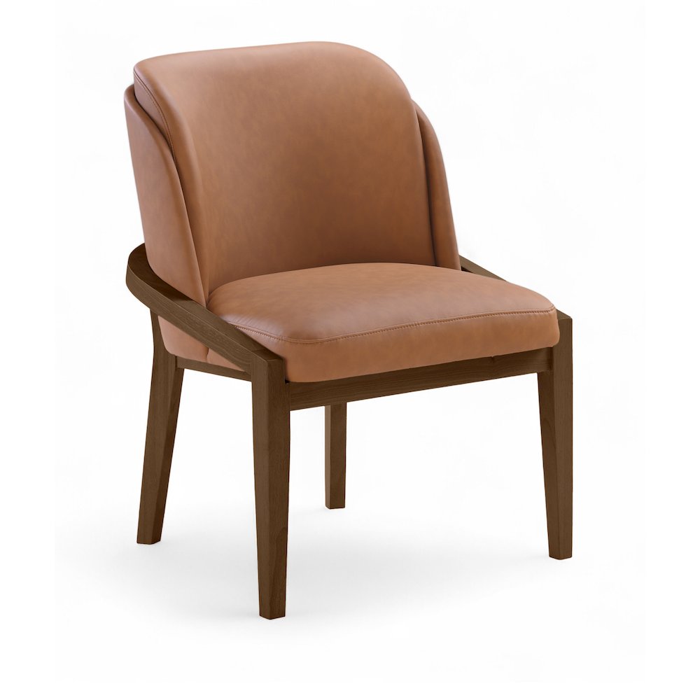 Navo Cognac Vegan Leather Upholstered Dining Chair. Picture 1
