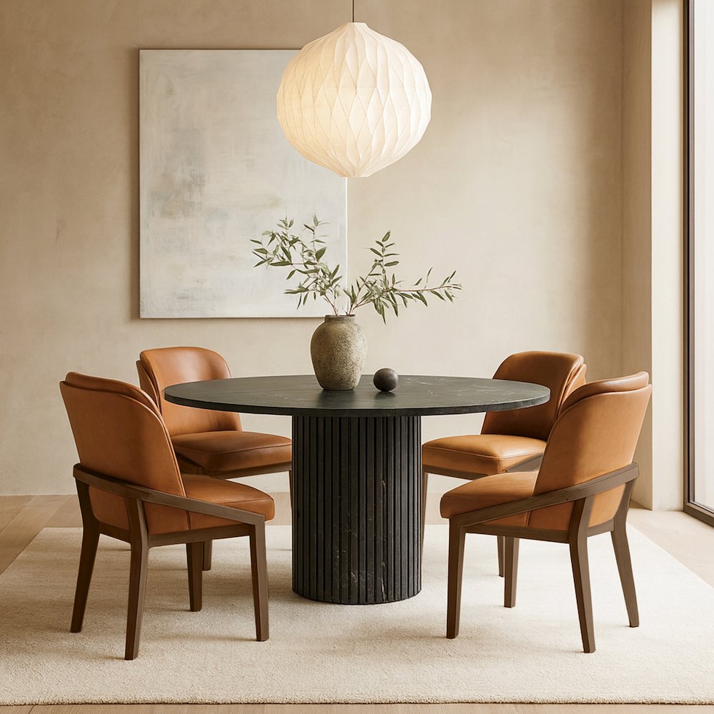 Navo Cognac Vegan Leather Upholstered Dining Chair. Picture 7