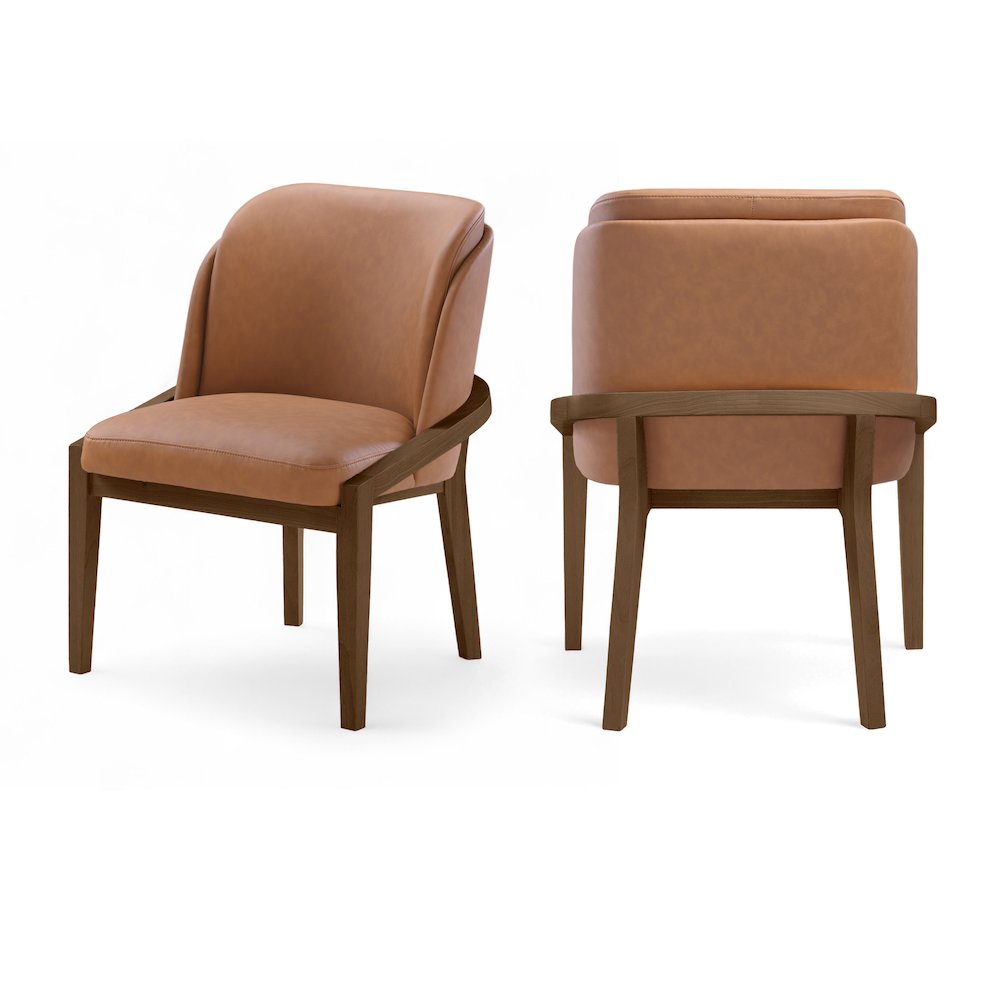 Navo Cognac Vegan Leather Upholstered Dining Chair. Picture 11